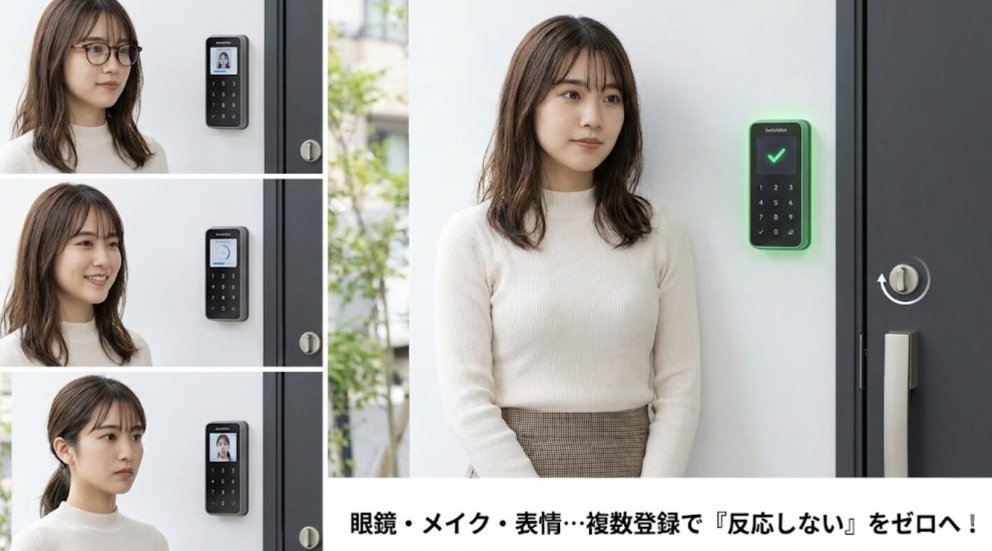 複数パターンの顔登録で認証失敗を防ぎ反応率を高める