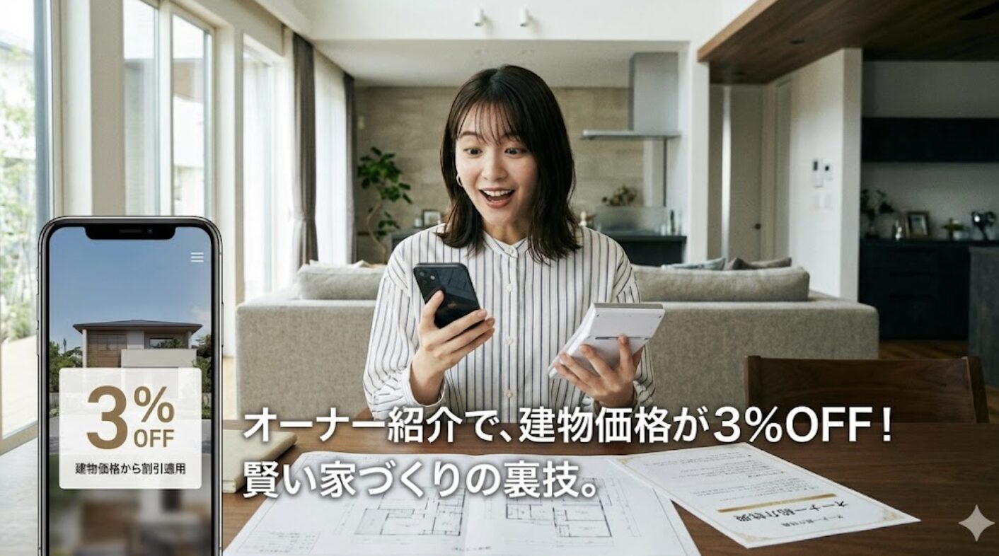 建物価格を3パーセント安くするオーナー紹介特典