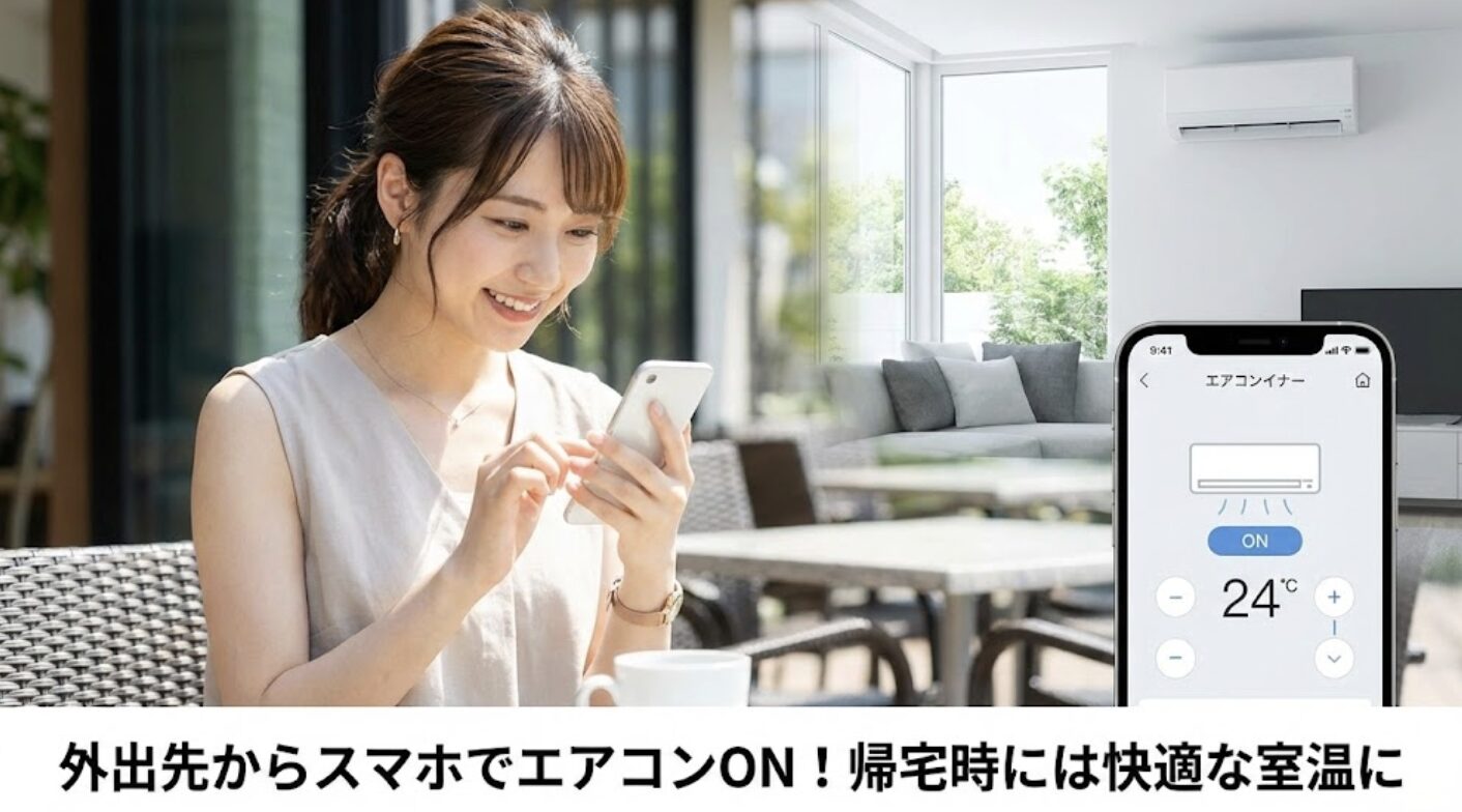 外出先からエアコンを遠隔操作する利便性