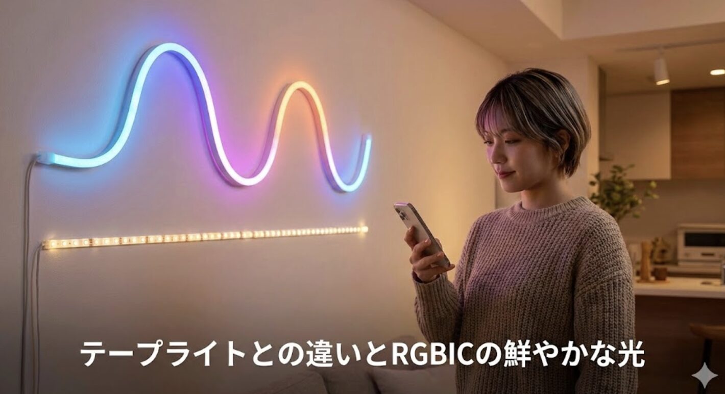 テープライトとの違いとRGBICが描く鮮やかな光