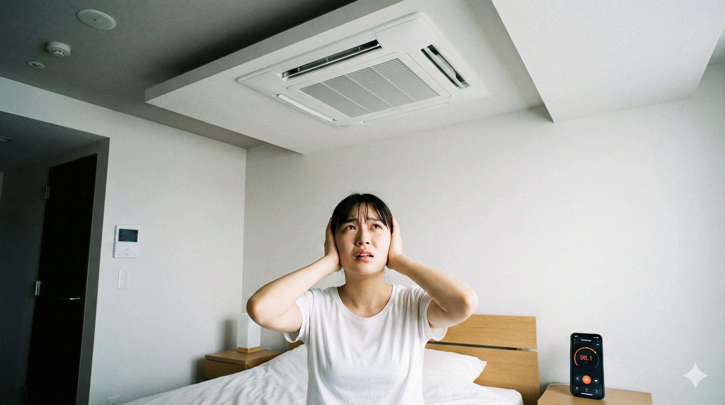 天井設置エアミーの圧迫感や音の問題