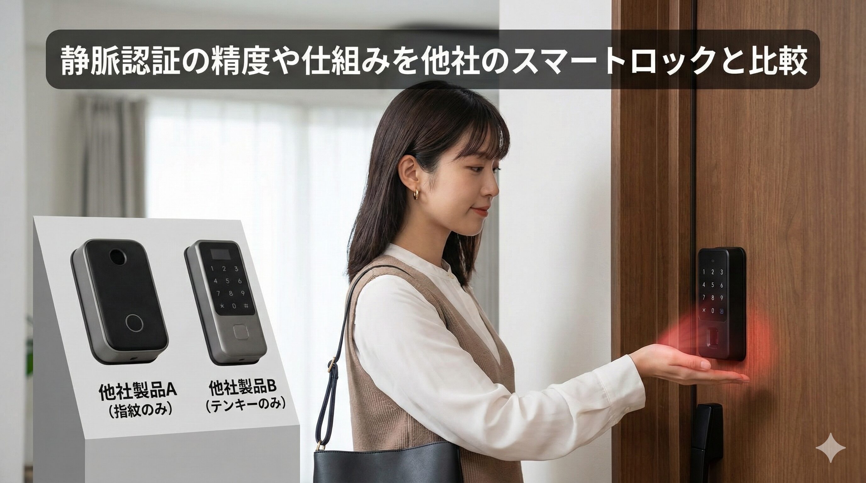静脈認証の精度や仕組みを他社のスマートロックと比較