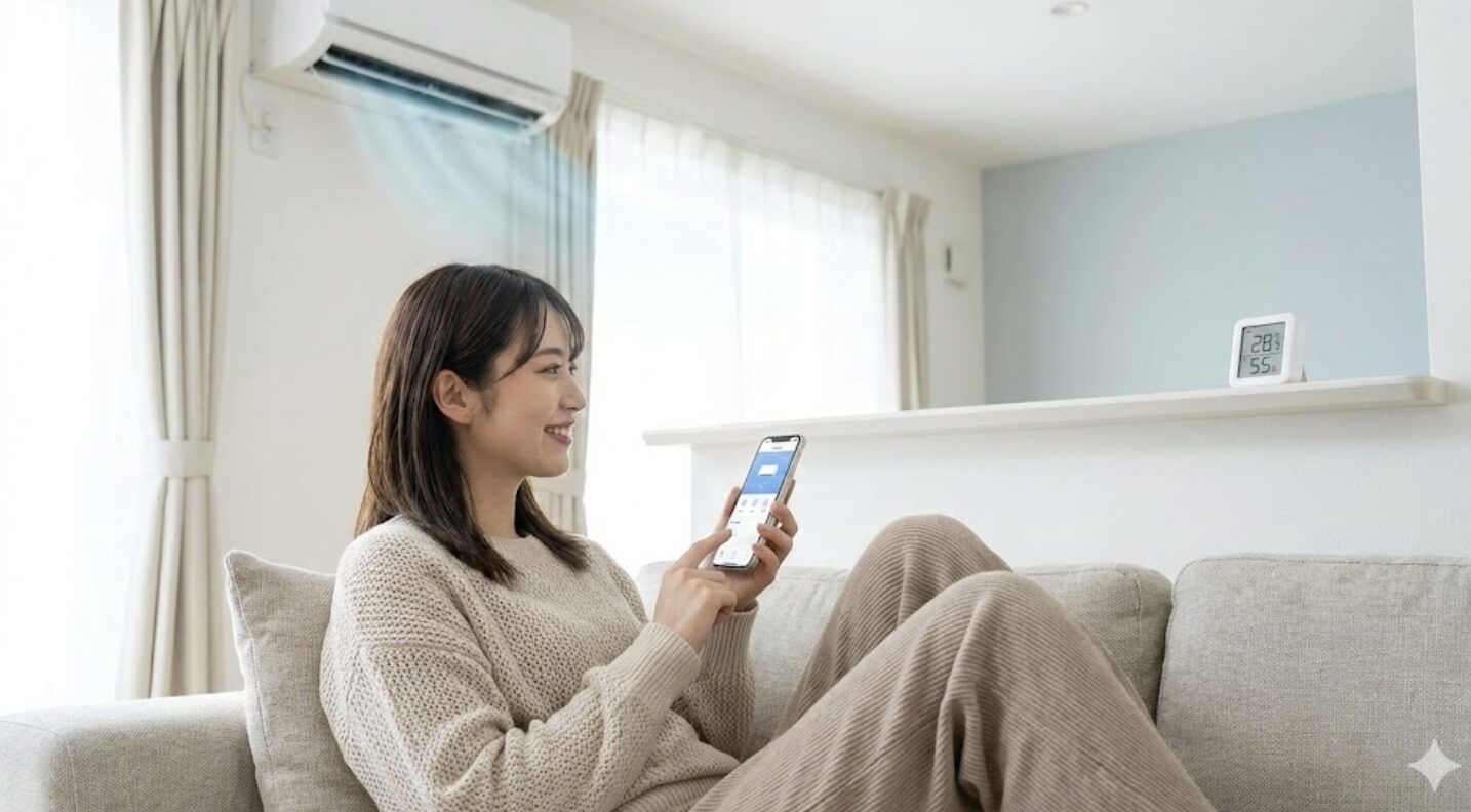 温湿度計と連動させたエアコンの自動制御術