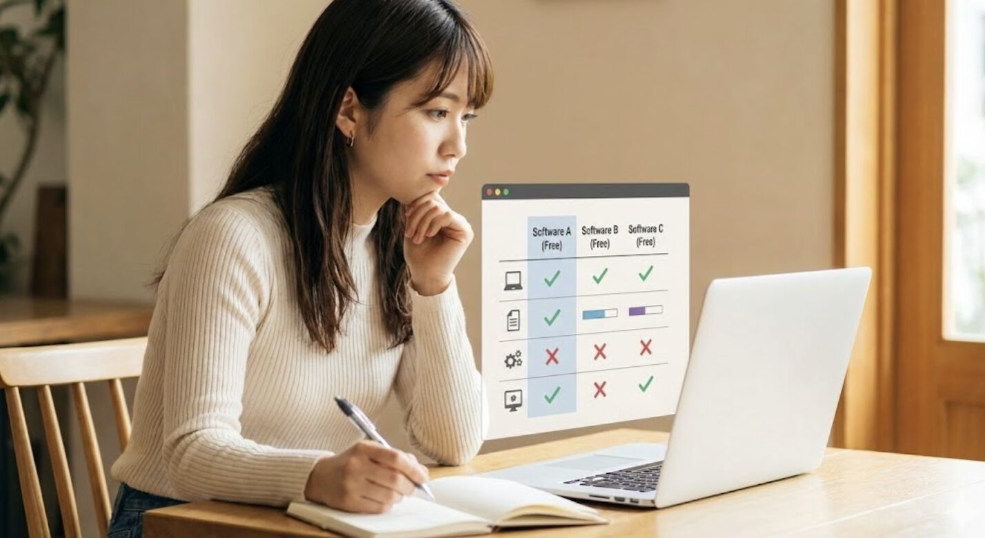 他のソフトと比較して無料版でどこまでできるか