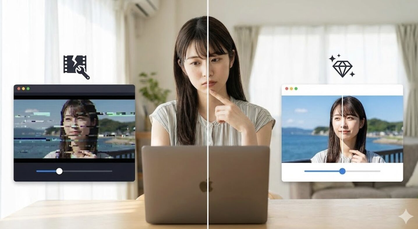video repair機能と高画質化ツールの役割の違い