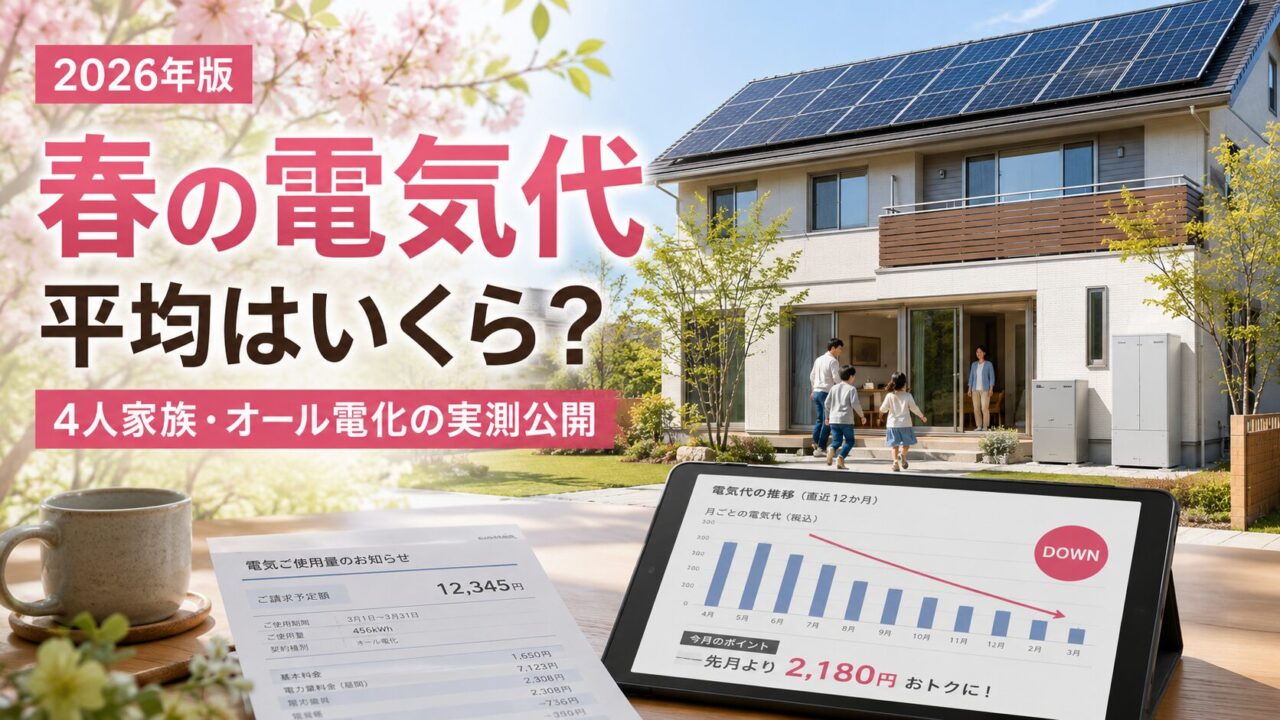 2026年春の電気代平均を解説する4人家族・オール電化住宅の実測イメージ