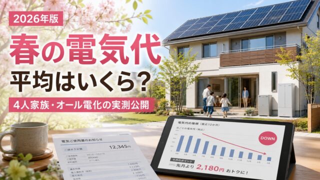 2026年春の電気代平均を解説する4人家族・オール電化住宅の実測イメージ
